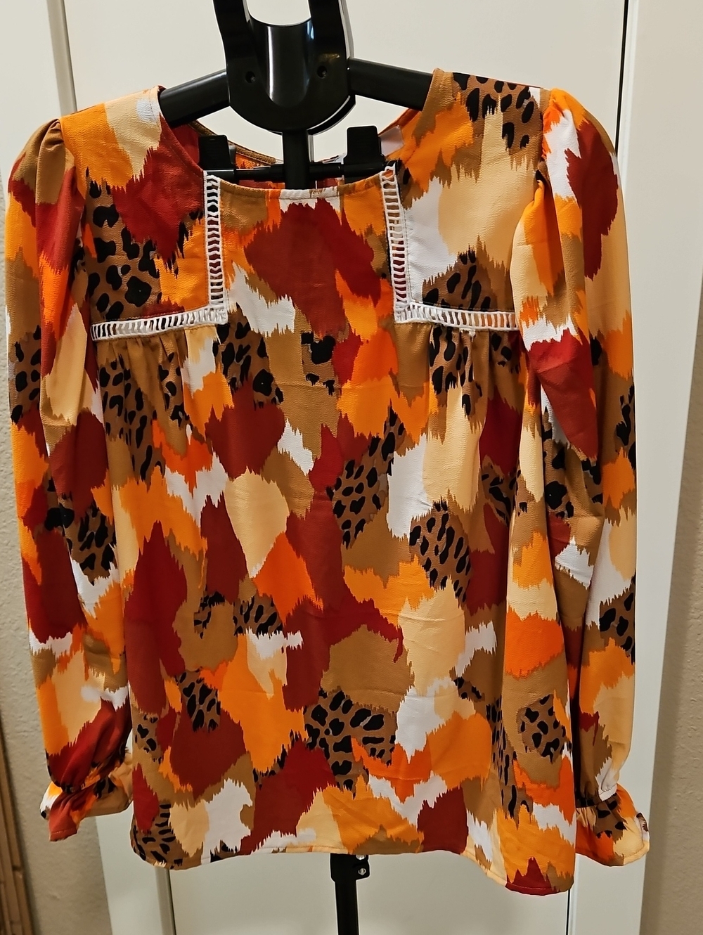 Women's Multi-Color Printed Blouse - Casual Long Sleeve Top